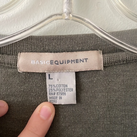 men’s olive green 1/4 button polo long sleeve - Picture 2 of 3